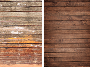 A before and after comparison of hardwood